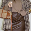 LEATHER SKIRT MARRONE